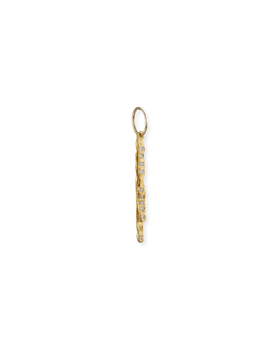 18K Pave Layered Stick Earring w/ Cubic Zirconia, Single